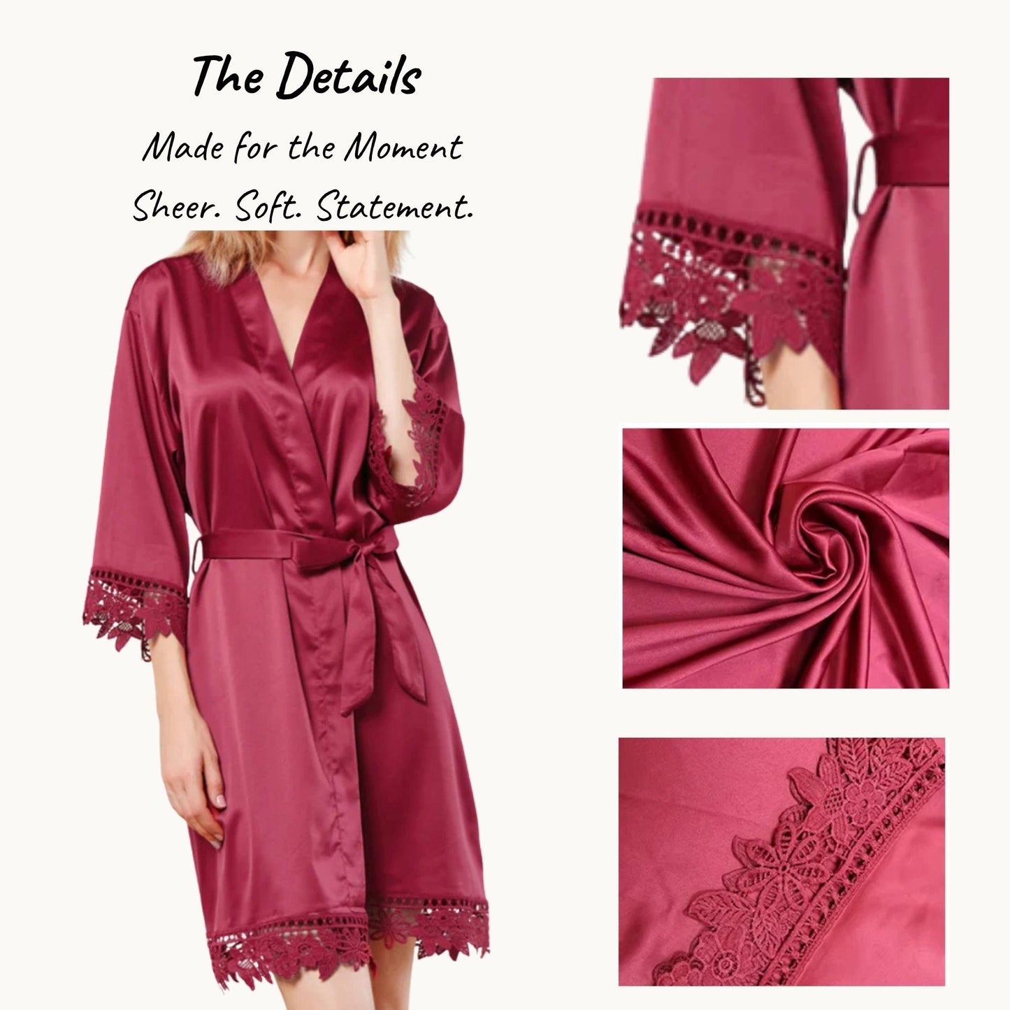 Floral Lace Bridesmaid Robe for Matching Wedding Morning Magic