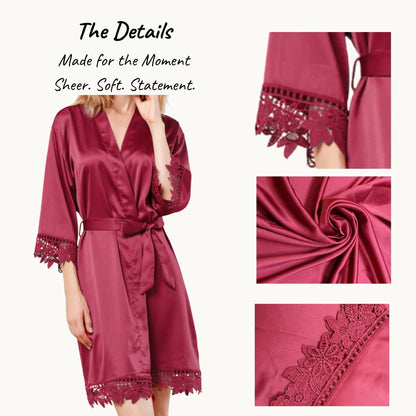 Floral Lace Bridesmaid Robe for Matching Wedding Morning Magic
