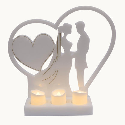 Bride & Groom Heart Candle Holder
