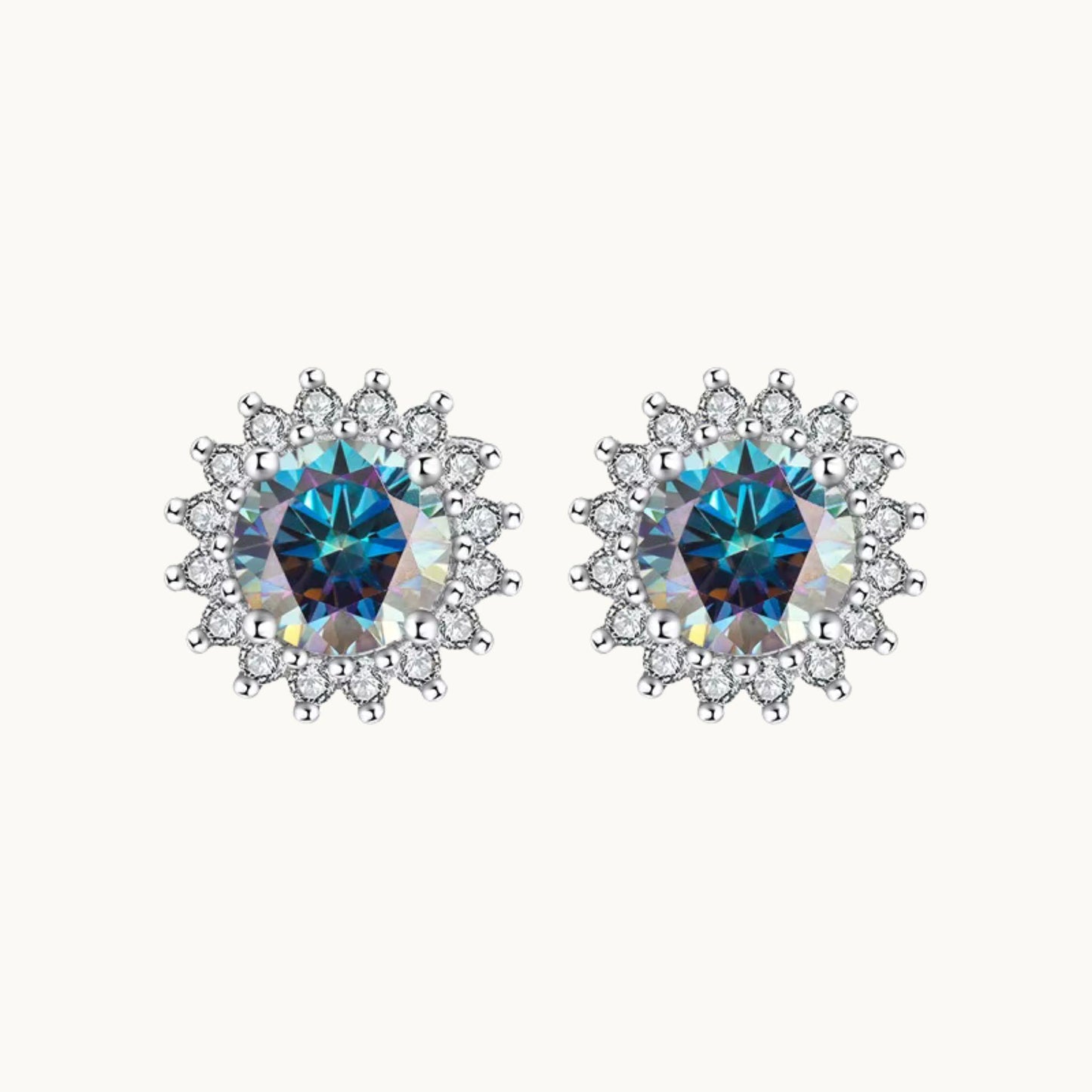 Sunflower Moissanite Stud Earrings