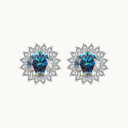 Sunflower Moissanite Stud Earrings