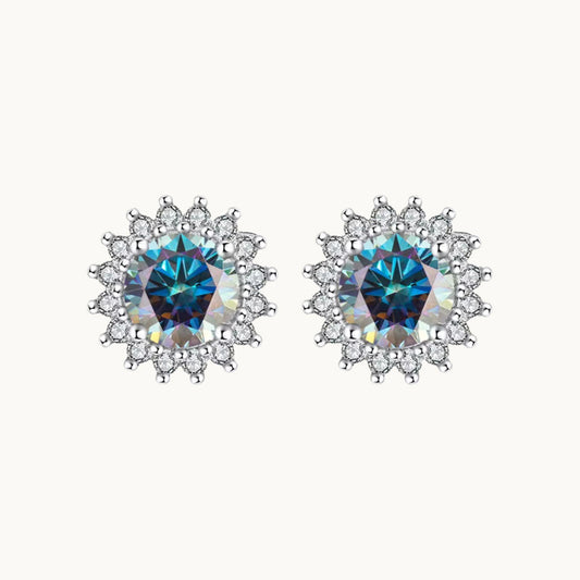 Sunflower Moissanite Stud Earrings