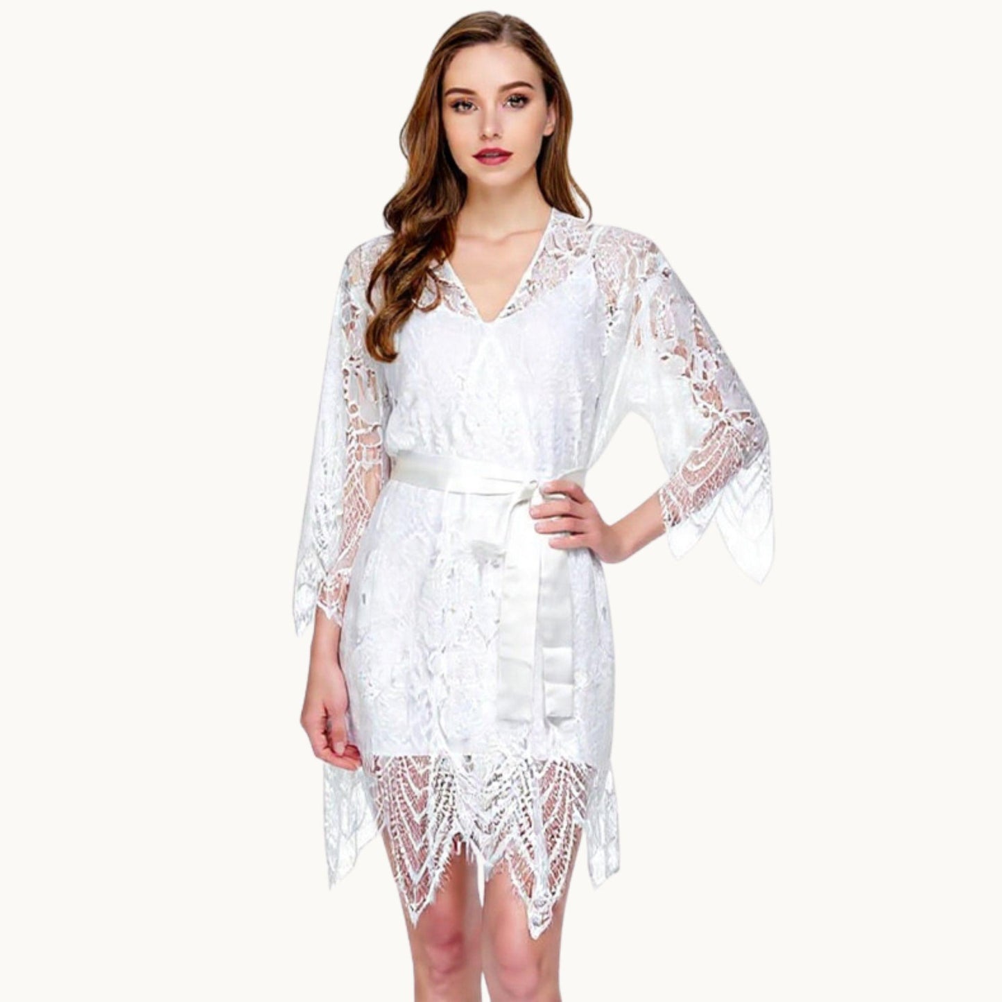 Sheer Romance: Lace Bridal Robe for Dreamy Wedding Morning Moments
