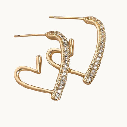 Rhinestone Heart Hoop Earrings