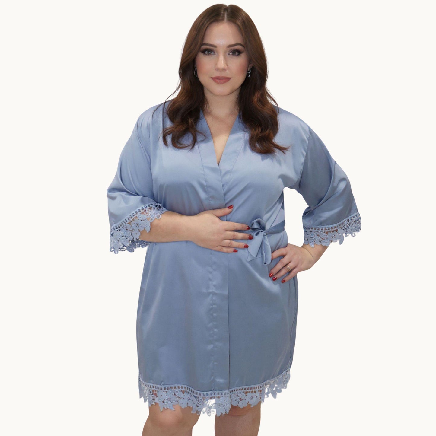 Floral Lace Bridesmaid Robe for Matching Wedding Morning Magic