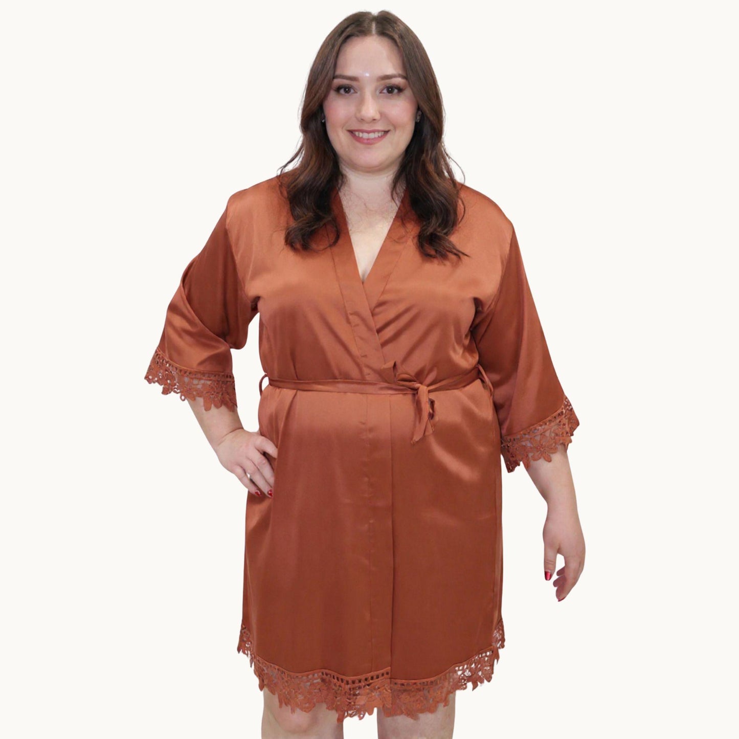 Floral Lace Bridesmaid Robe for Matching Wedding Morning Magic