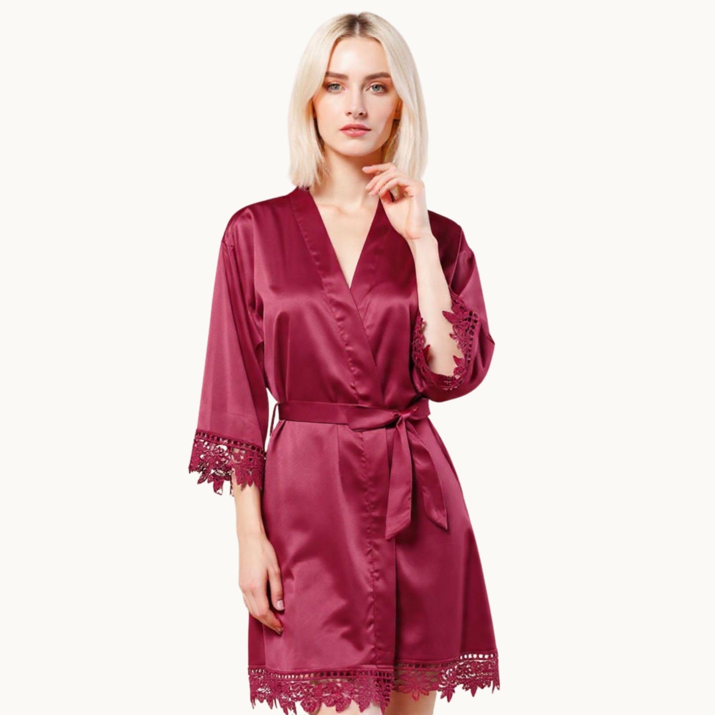 Floral Lace Bridesmaid Robe for Matching Wedding Morning Magic