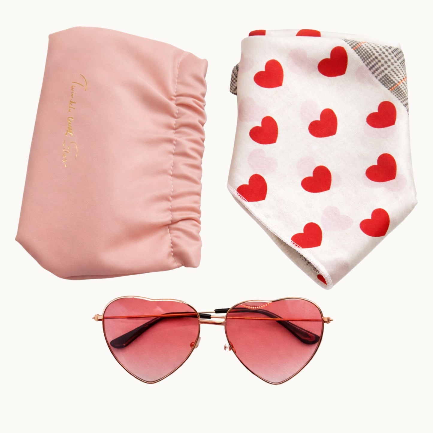 The Heartbreaker Set – Heart Scarf + Heart Sunnies + Wrinkle Clutch
