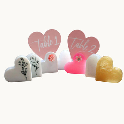 Heart Name Place Cards – Personalised Resin Wedding Table Settings