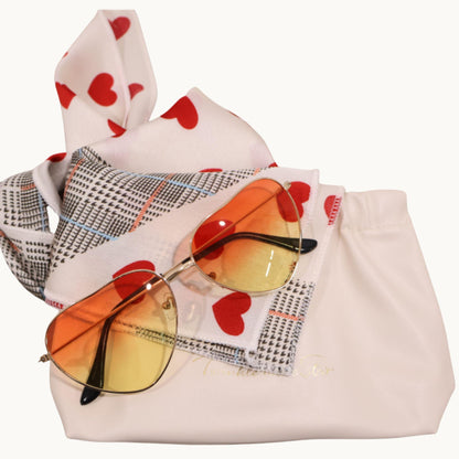 The Heartbreaker Set – Heart Scarf + Heart Sunnies + Wrinkle Clutch