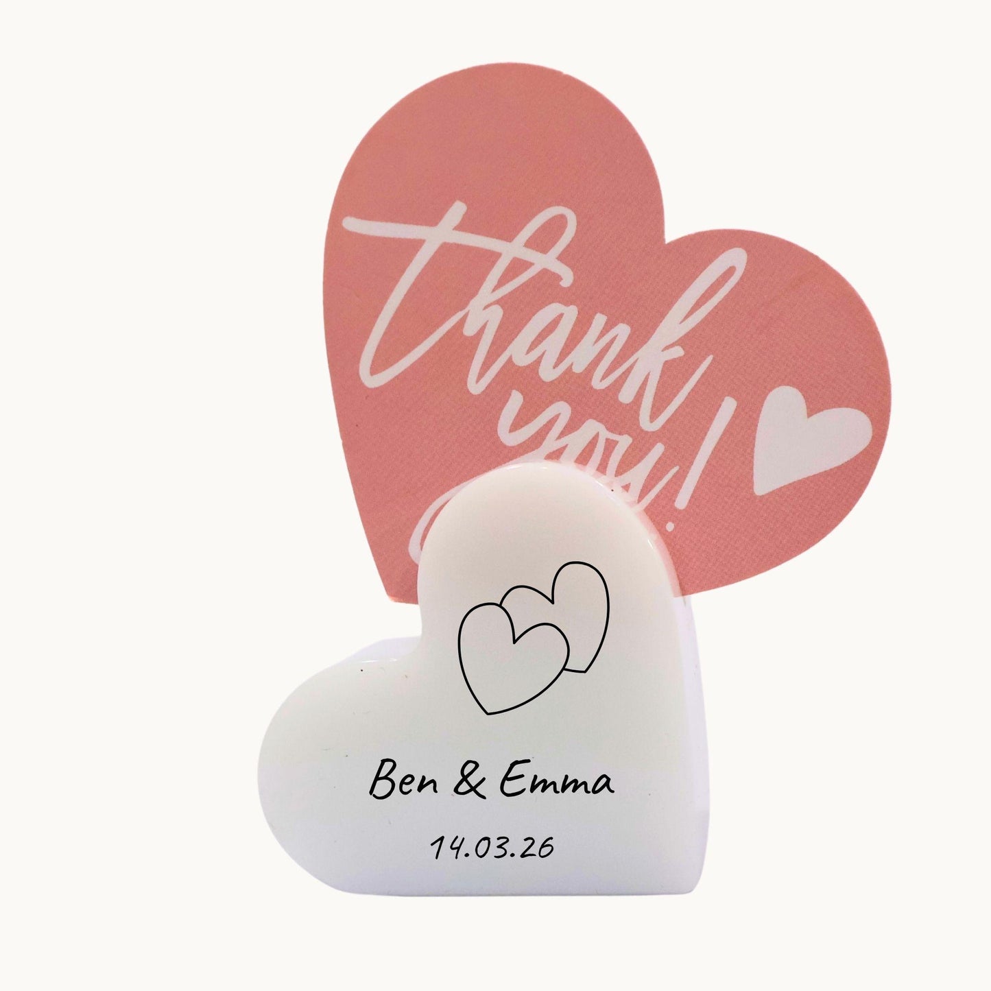 Heart Name Place Cards – Personalised Resin Wedding Table Settings
