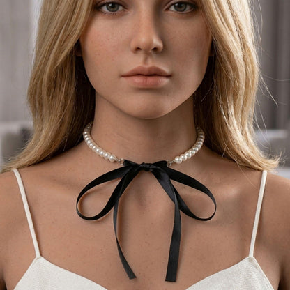 Ribbon Pearl Choker