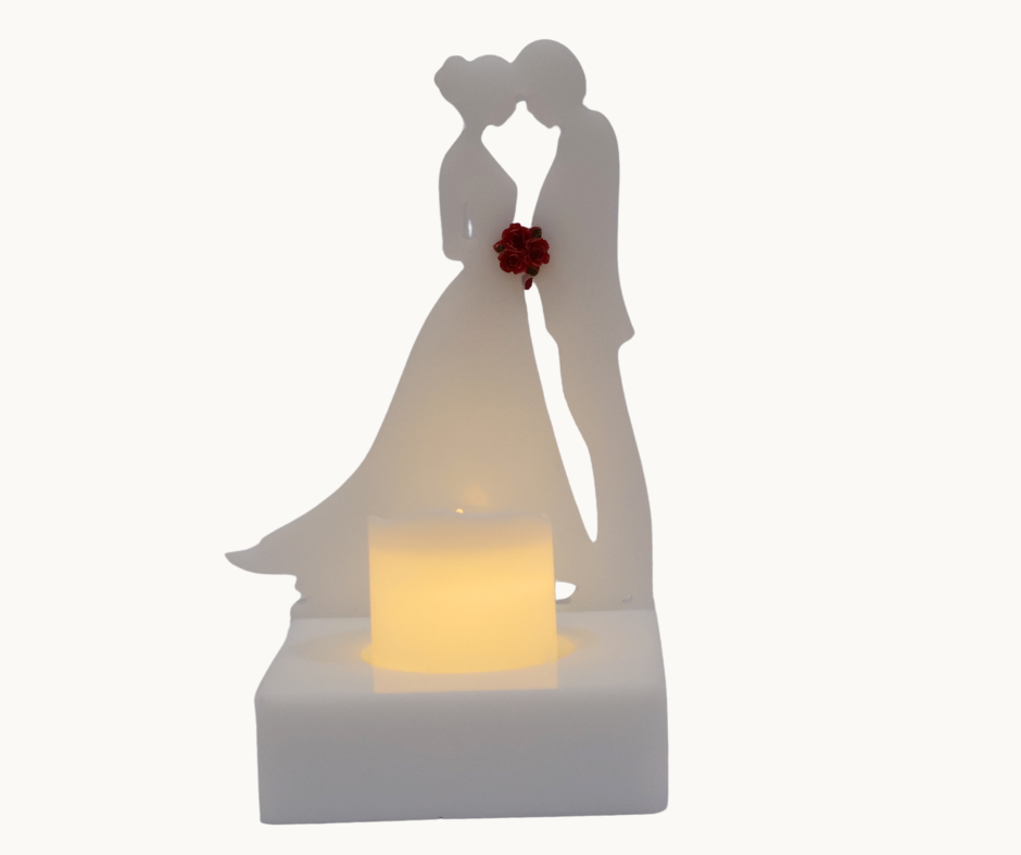Resin Bride & Groom Candle Holder – Custom Floral Centre | Wedding Keepsake & Romantic Décor
