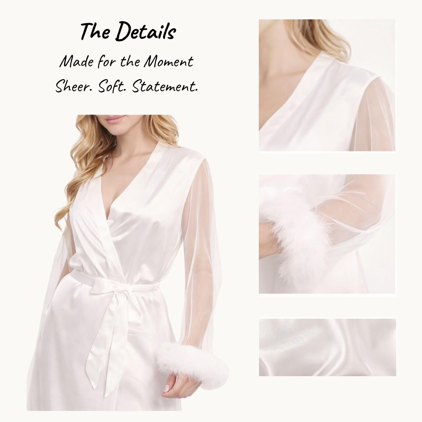 Feather Sleeve Bridal Robe for Luxe Wedding Morning Moments