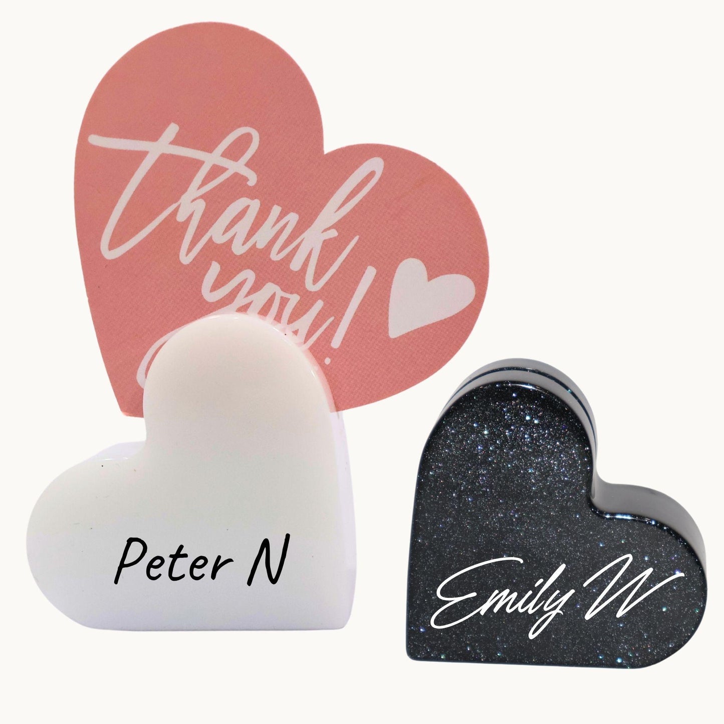 Heart Name Place Cards – Personalised Resin Wedding Table Settings