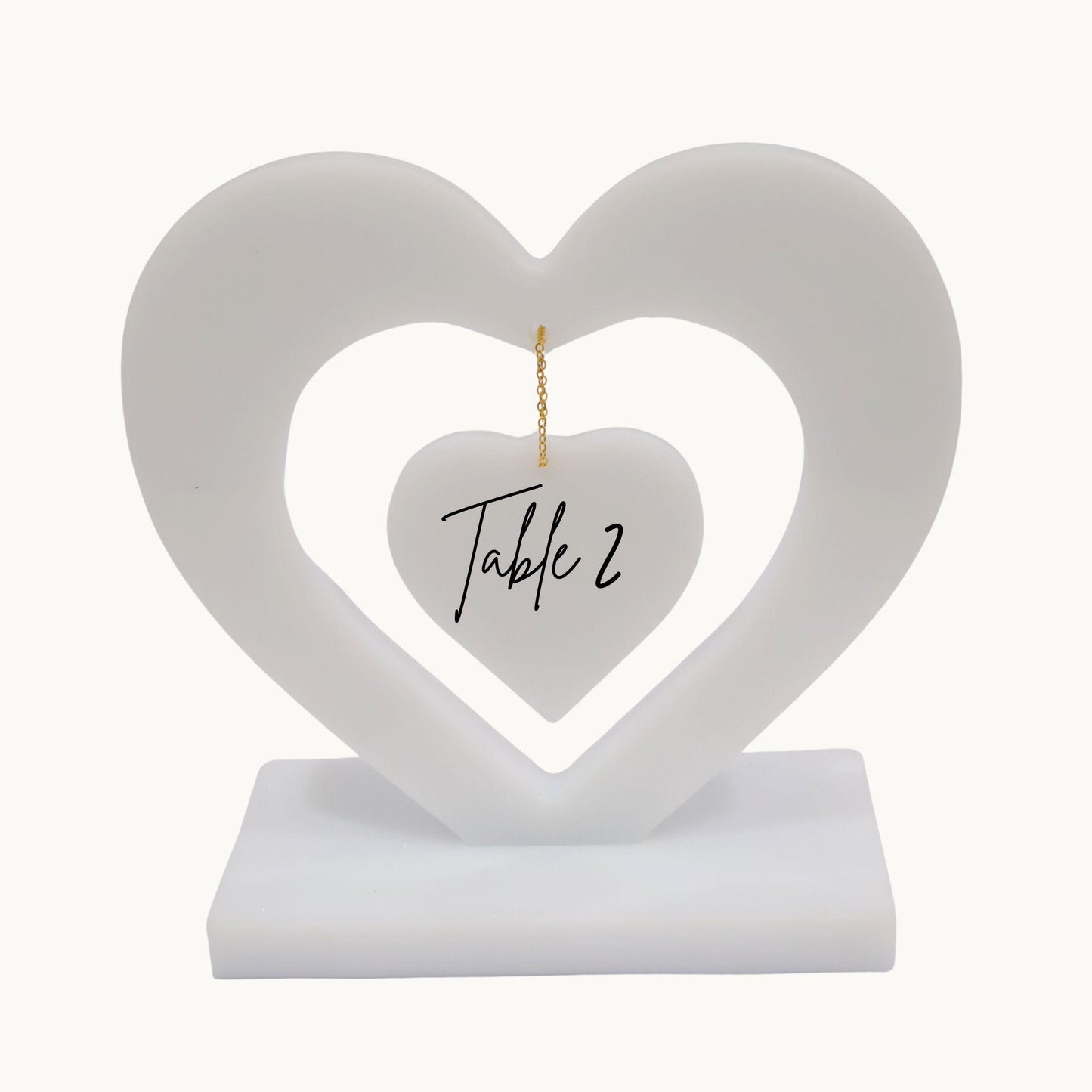 Resin Hanging Heart Display – Table Number Centrepiece