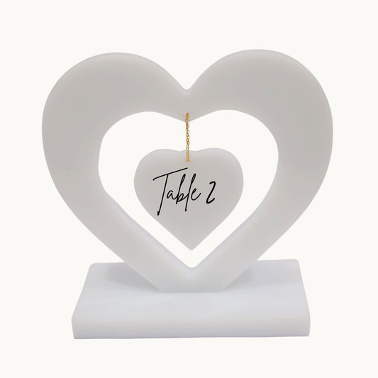 Resin Hanging Heart Display – Table Number Centrepiece