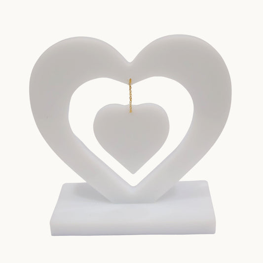 Two Hearts, One Love: Heart Shaped Resin Centrepiece for Romantic Wedding Décor