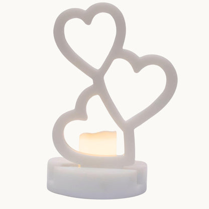 Resin Trio of Hearts Candle Holder – Custom Floral Centre | Wedding Keepsake & Romantic Décor