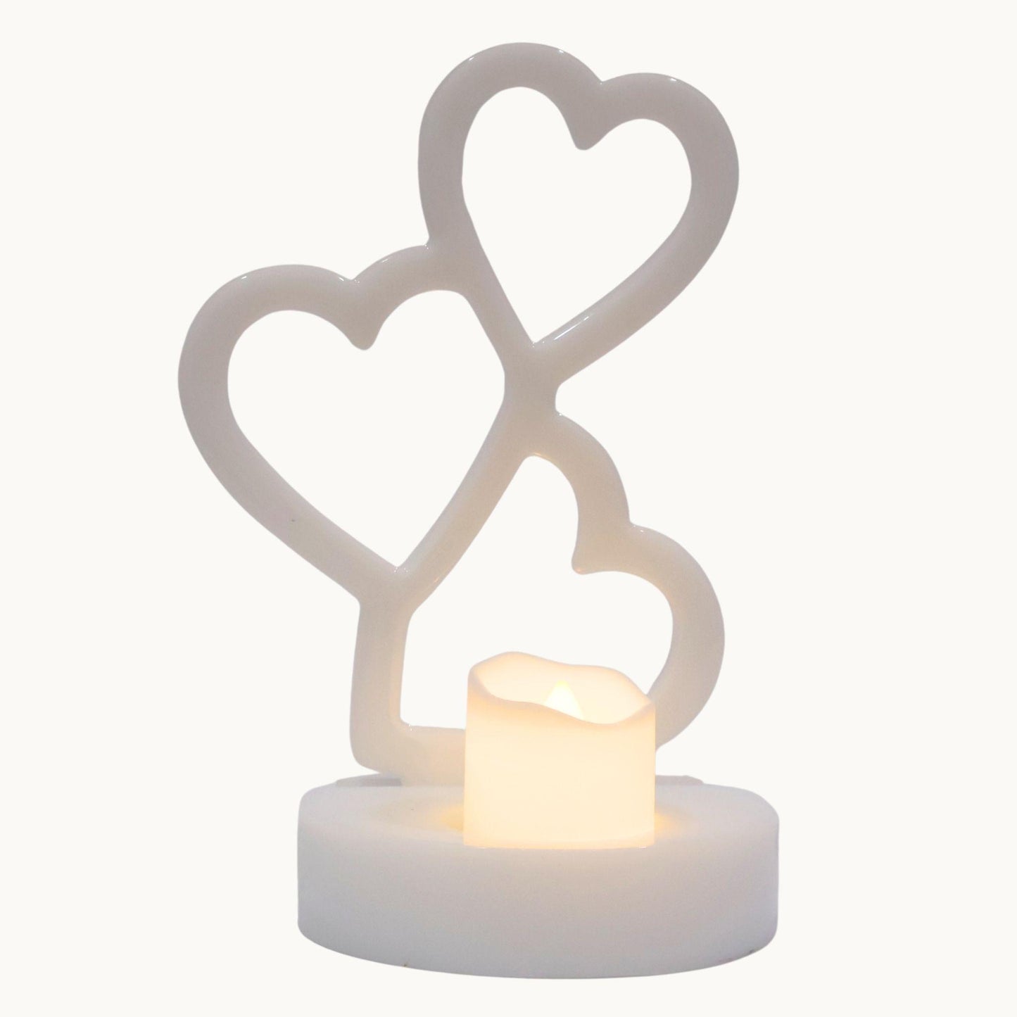 Resin Trio of Hearts Candle Holder – Custom Floral Centre | Wedding Keepsake & Romantic Décor