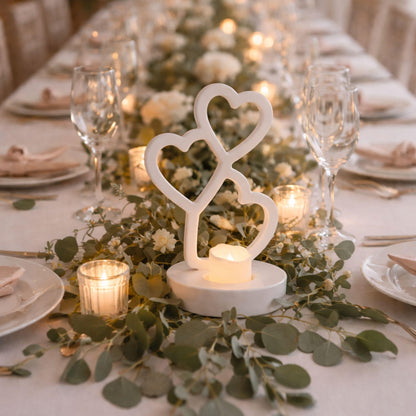 Resin Trio of Hearts Candle Holder – Custom Floral Centre | Wedding Keepsake & Romantic Décor