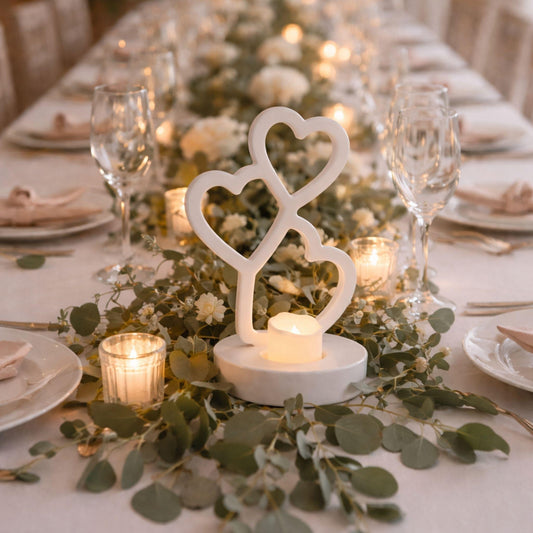 Resin Trio of Hearts Candle Holder – Custom Floral Centre | Wedding Keepsake & Romantic Décor