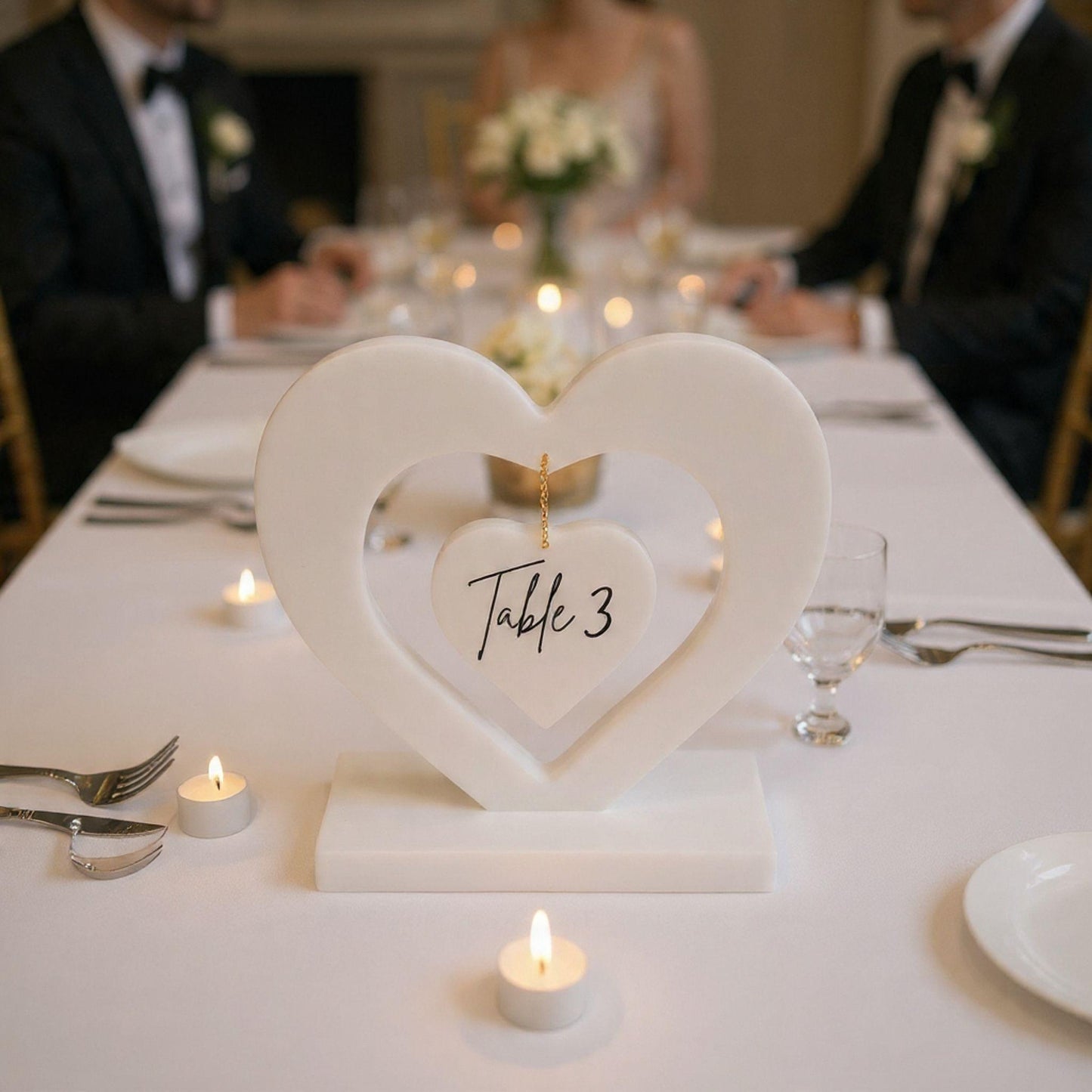 Resin Hanging Heart Display – Table Number Centrepiece