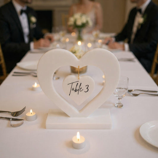 Resin Hanging Heart Display – Table Number Centrepiece