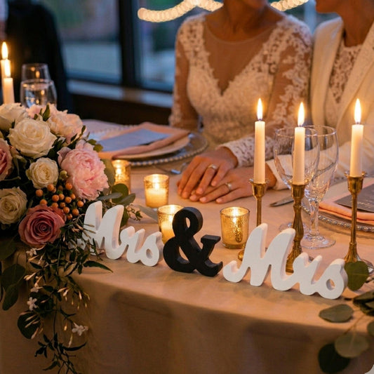 Mrs & Mrs Resin Letter Set – Wedding Table Display | Couple Gift Décor
