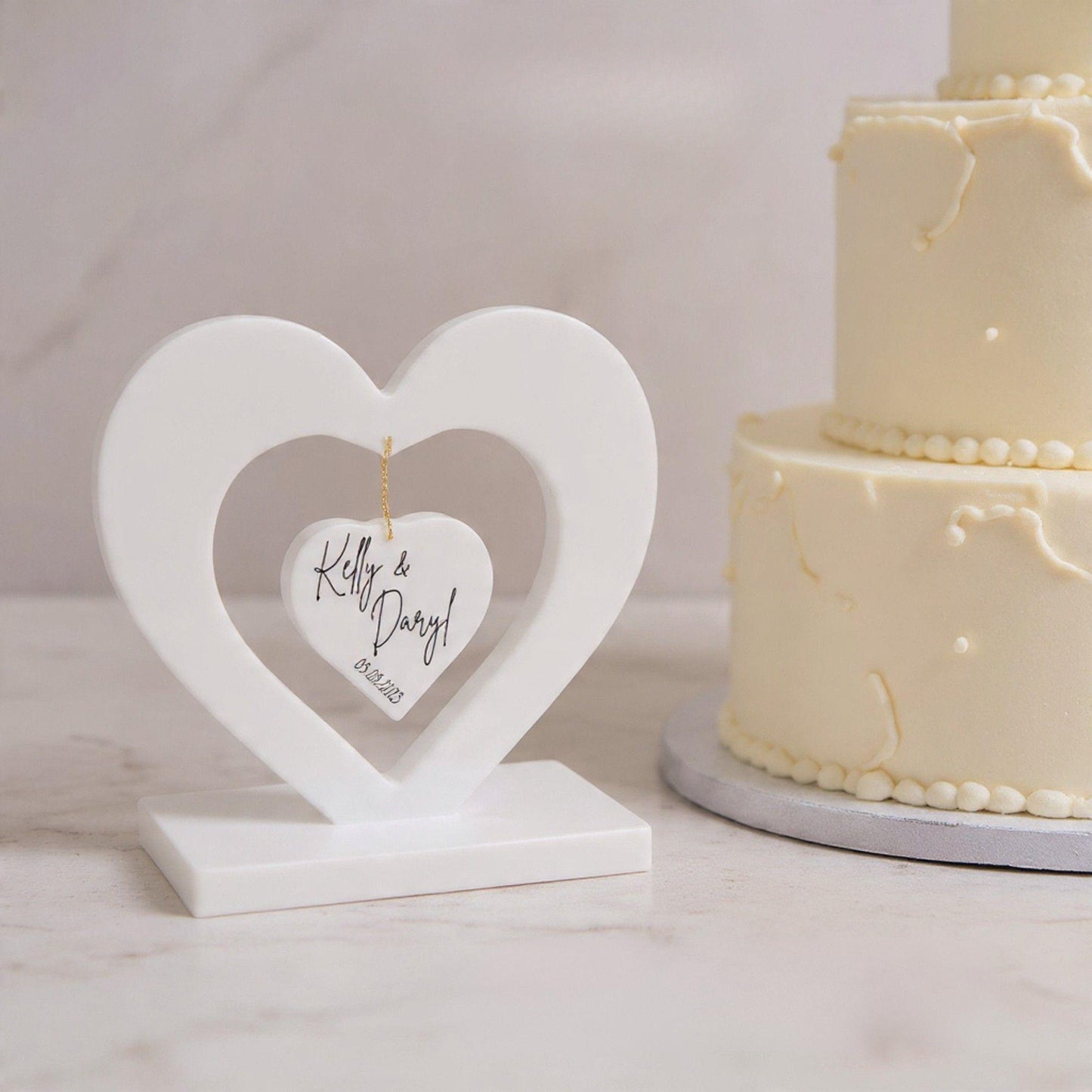 Two Hearts, One Love: Heart Shaped Resin Centrepiece for Romantic Wedding Décor