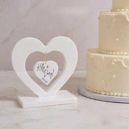 Two Hearts, One Love: Heart Shaped Resin Centrepiece for Romantic Wedding Décor