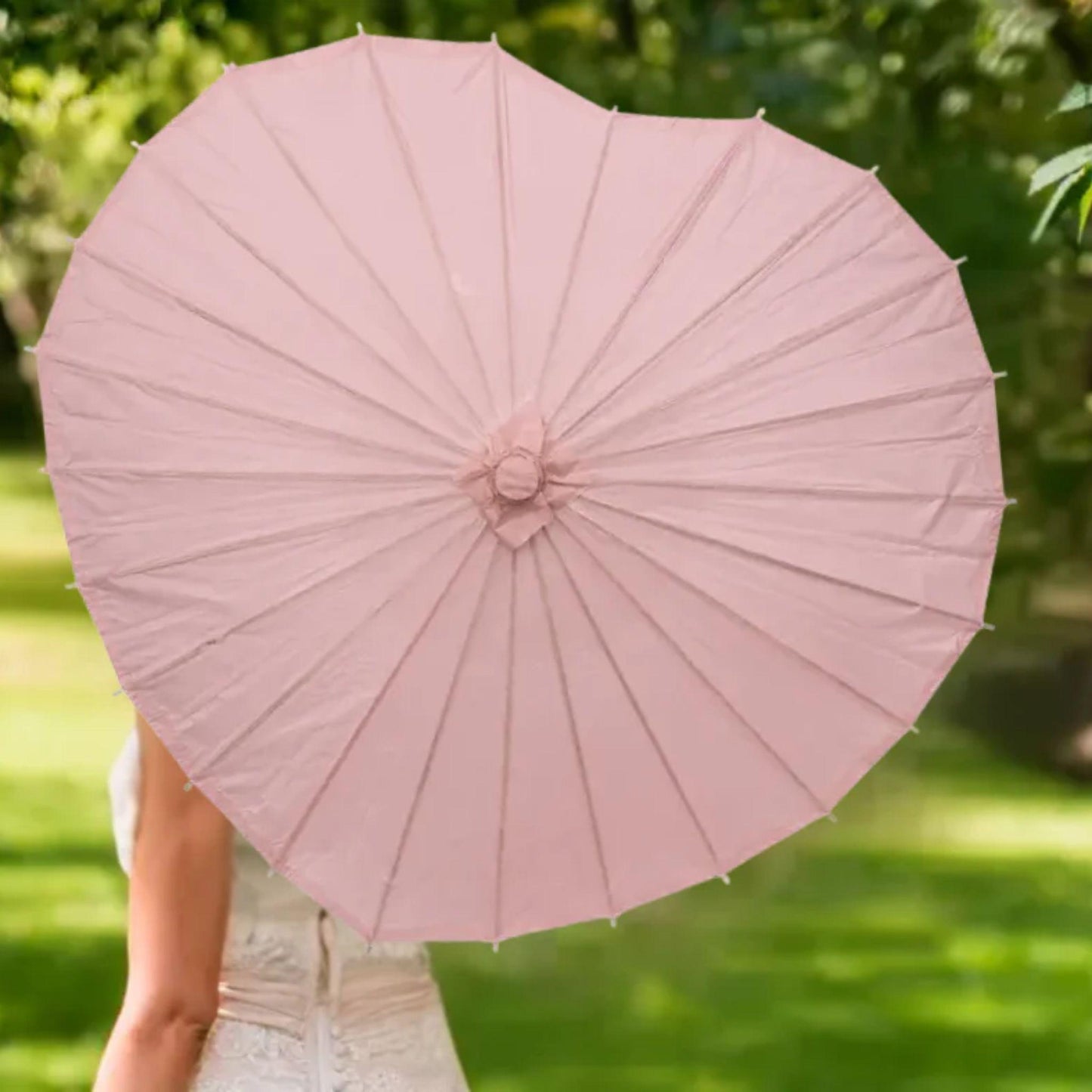 Blush Pink Heart Paper Parasol