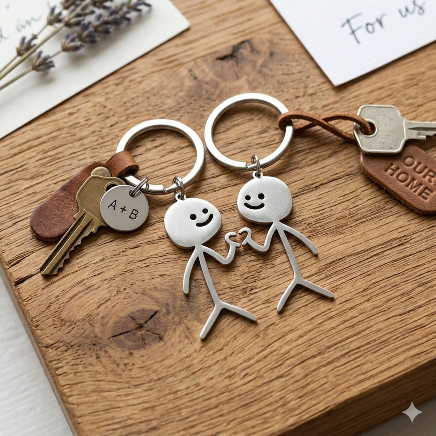 Stick Together Couple Keychain Set