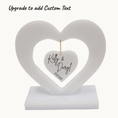 Two Hearts, One Love: Heart Shaped Resin Centrepiece for Romantic Wedding Décor