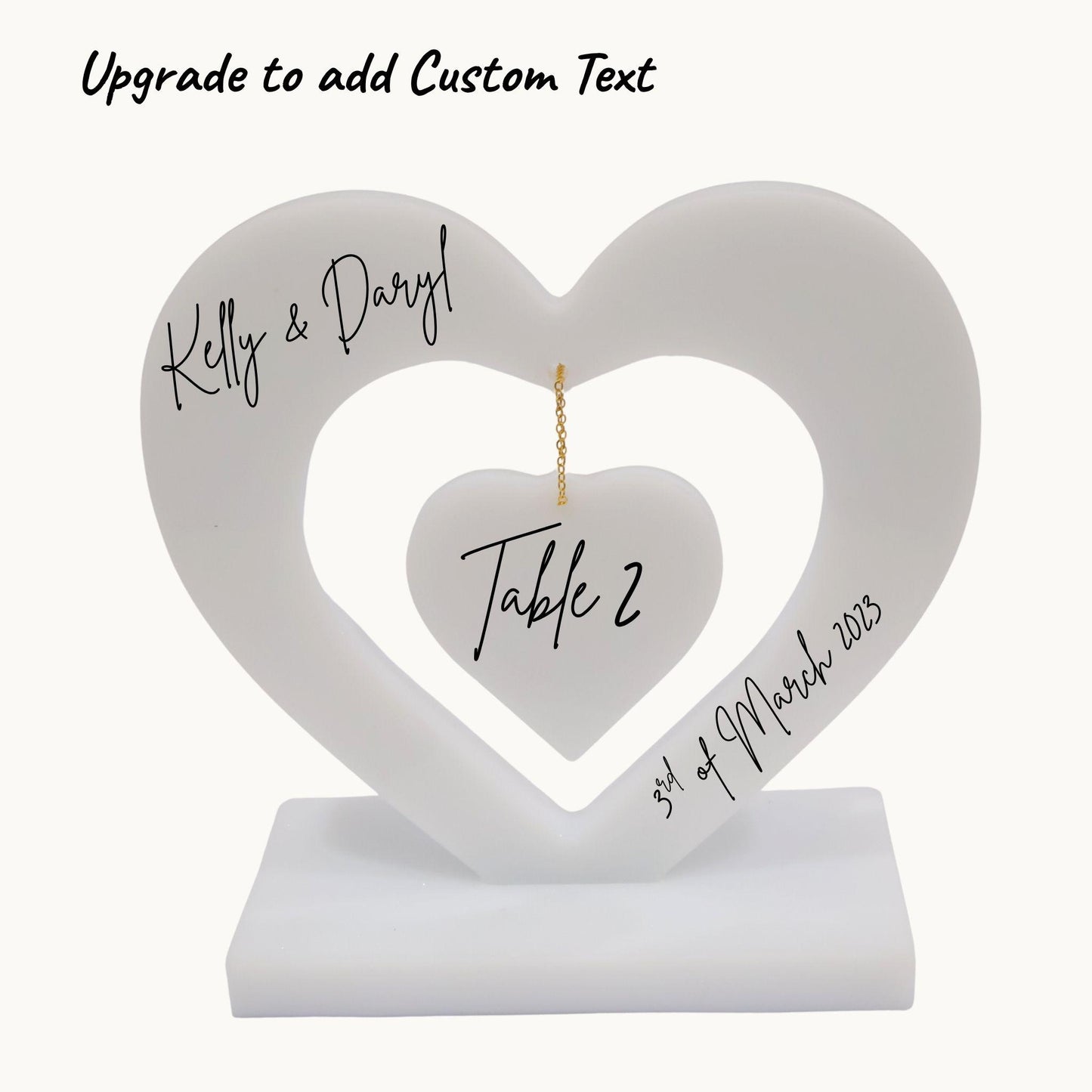 Resin Hanging Heart Display – Table Number Centrepiece