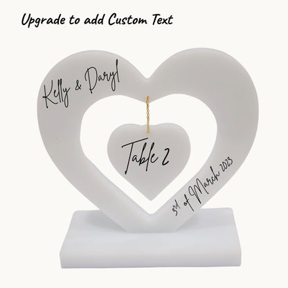 Resin Hanging Heart Display – Table Number Centrepiece