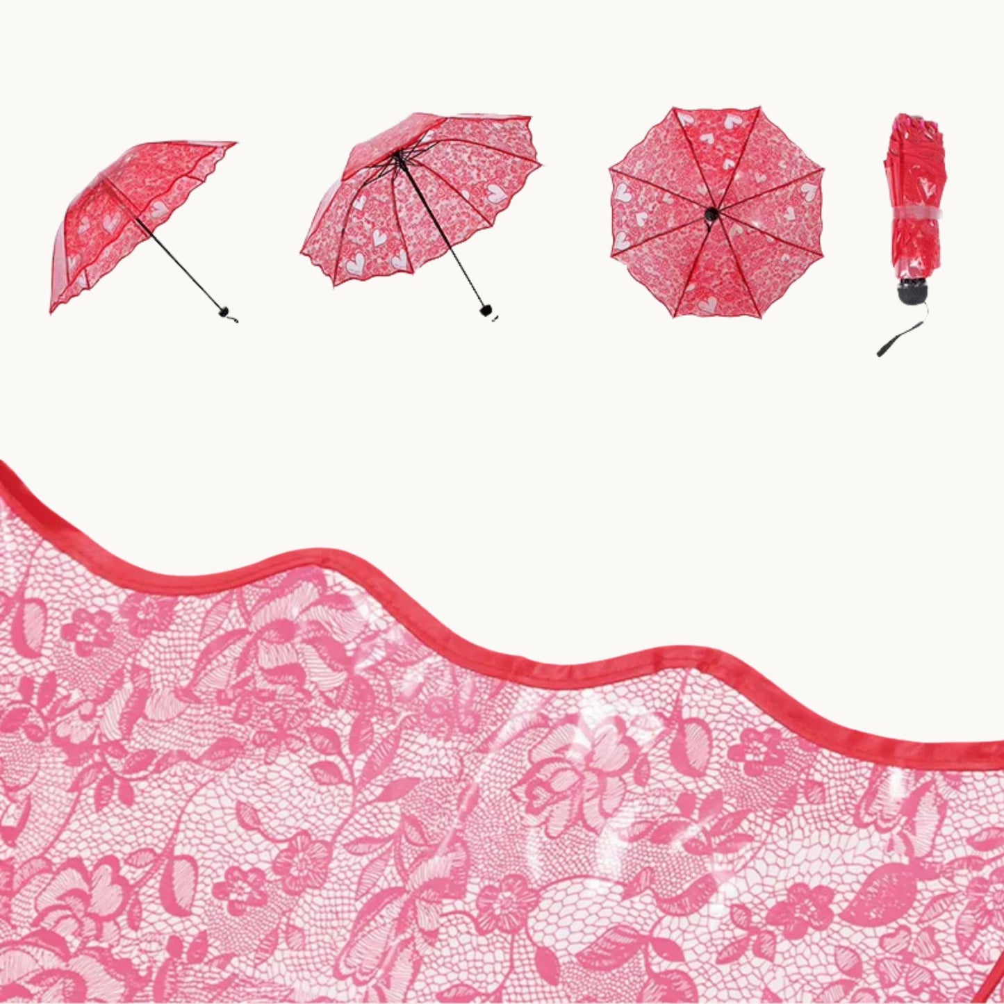 Heart Lace Clear Umbrella
