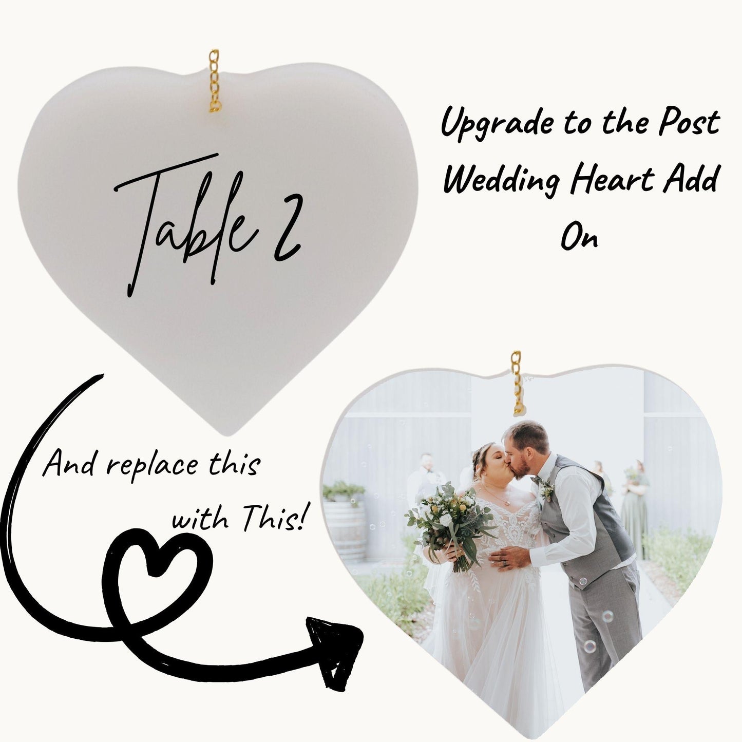 Resin Hanging Heart Display – Table Number Centrepiece