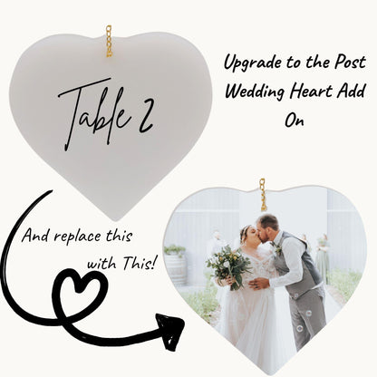 Resin Hanging Heart Display – Table Number Centrepiece