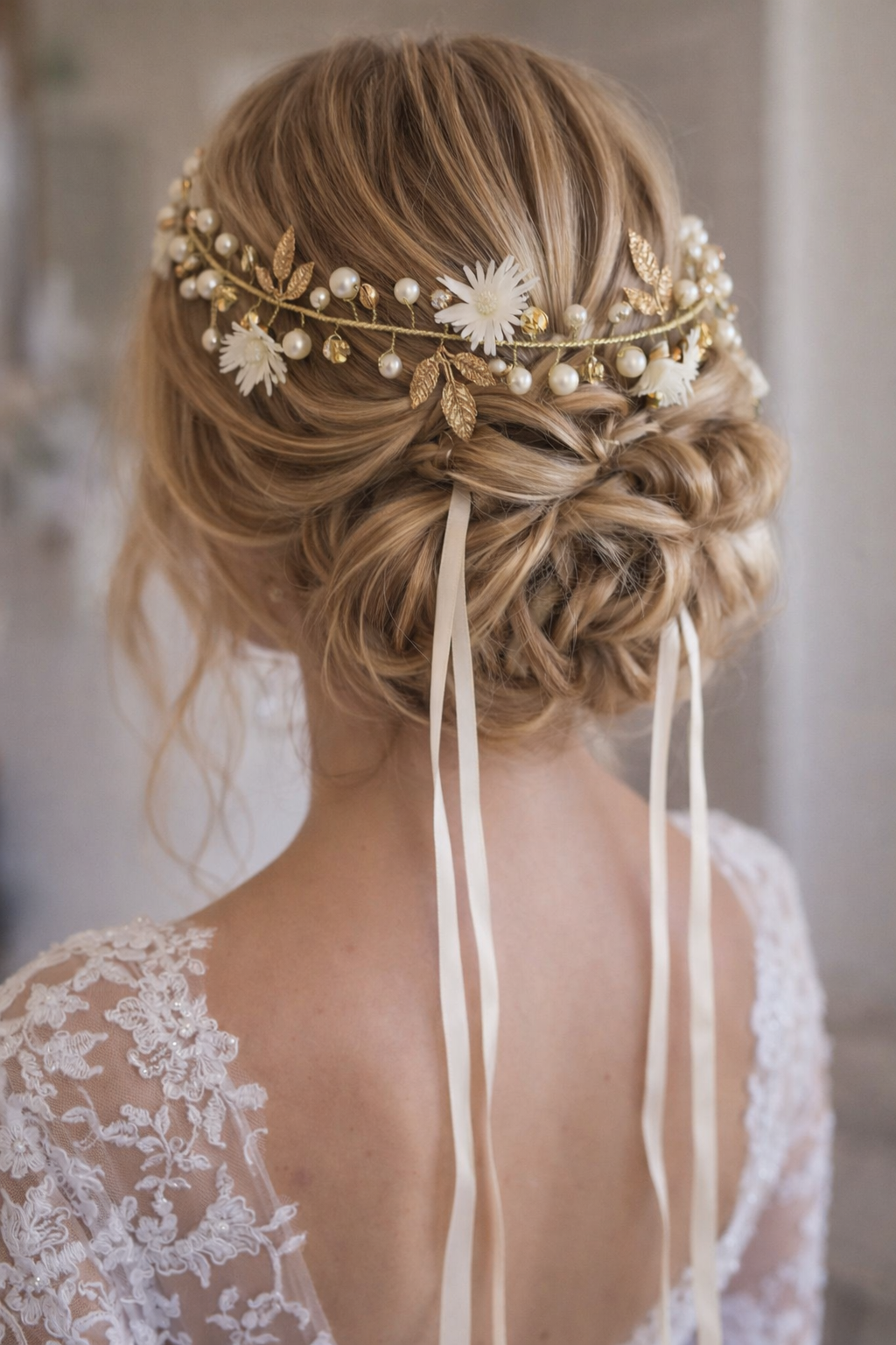 Floral Ribbon Wedding Headband