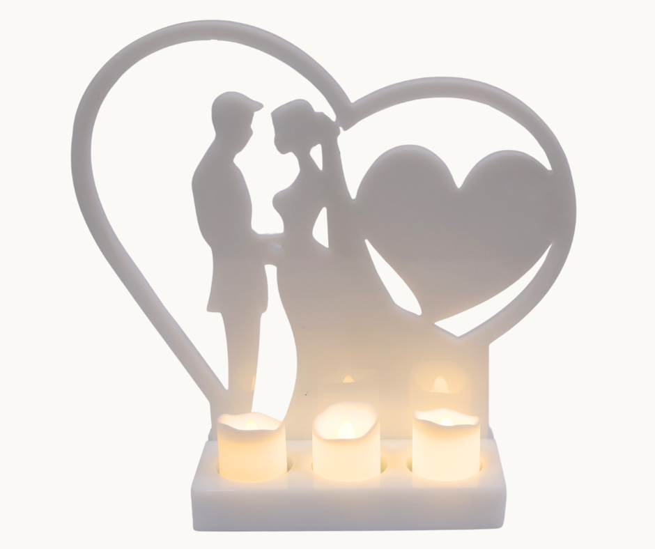 Resin Bride & Groom Heart Candle Holder – Custom Text Option | Wedding Table Décor & Keepsake