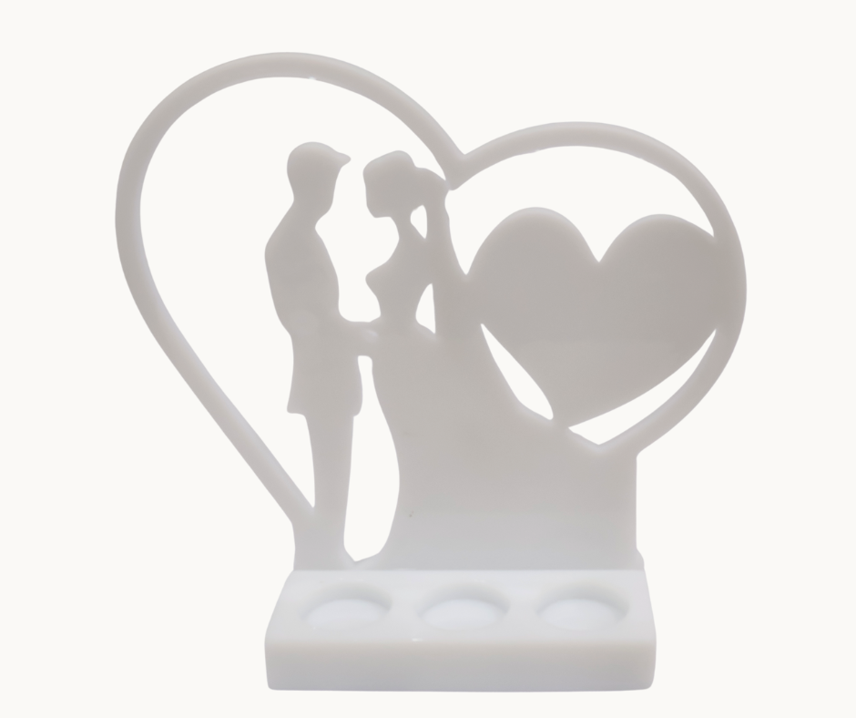 Resin Bride & Groom Heart Candle Holder – Custom Text Option | Wedding Table Décor & Keepsake