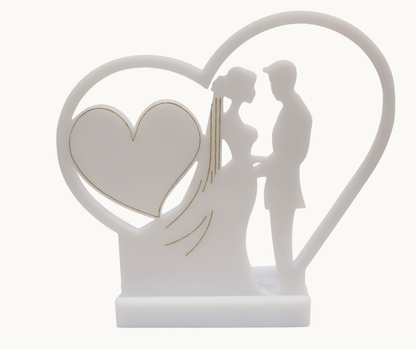 Resin Bride & Groom Heart Candle Holder – Custom Text Option | Wedding Table Décor & Keepsake