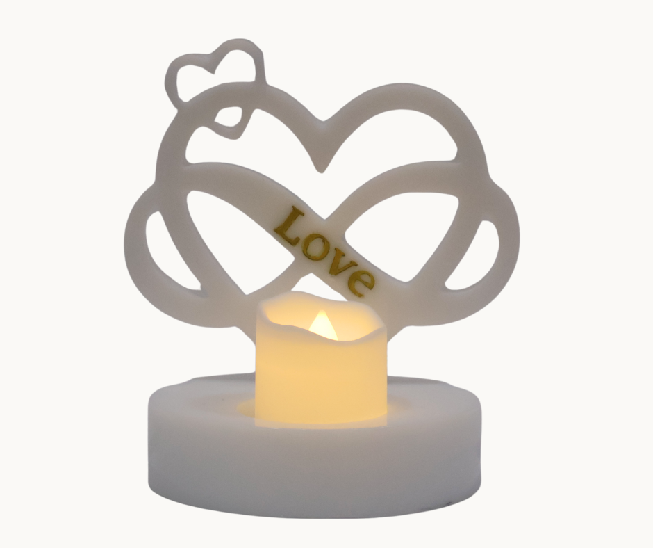 Resin Heart Infinity Candle Holder – Custom Floral Centre | Wedding Keepsake & Romantic Décor