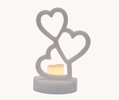 Resin Trio of Hearts Candle Holder – Custom Floral Centre | Wedding Keepsake & Romantic Décor