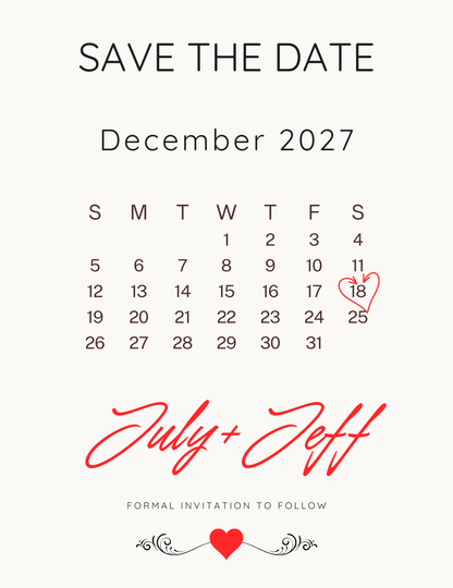 Calendar 26-27 – Save the Date Template