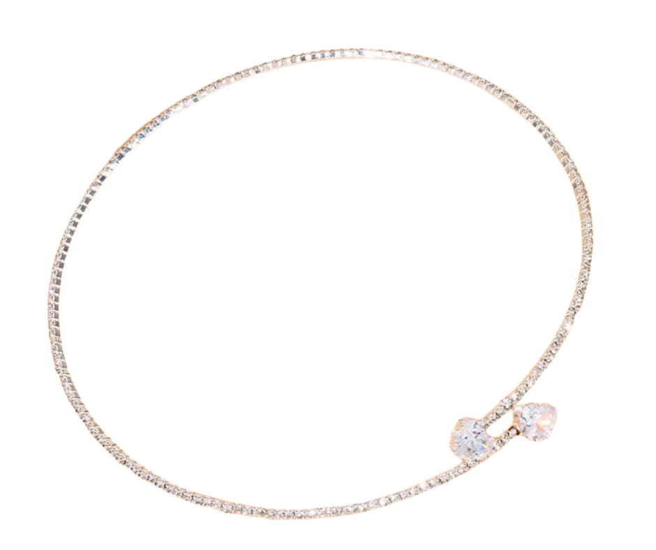 Delicate silver choker with small heart pendant on a white background